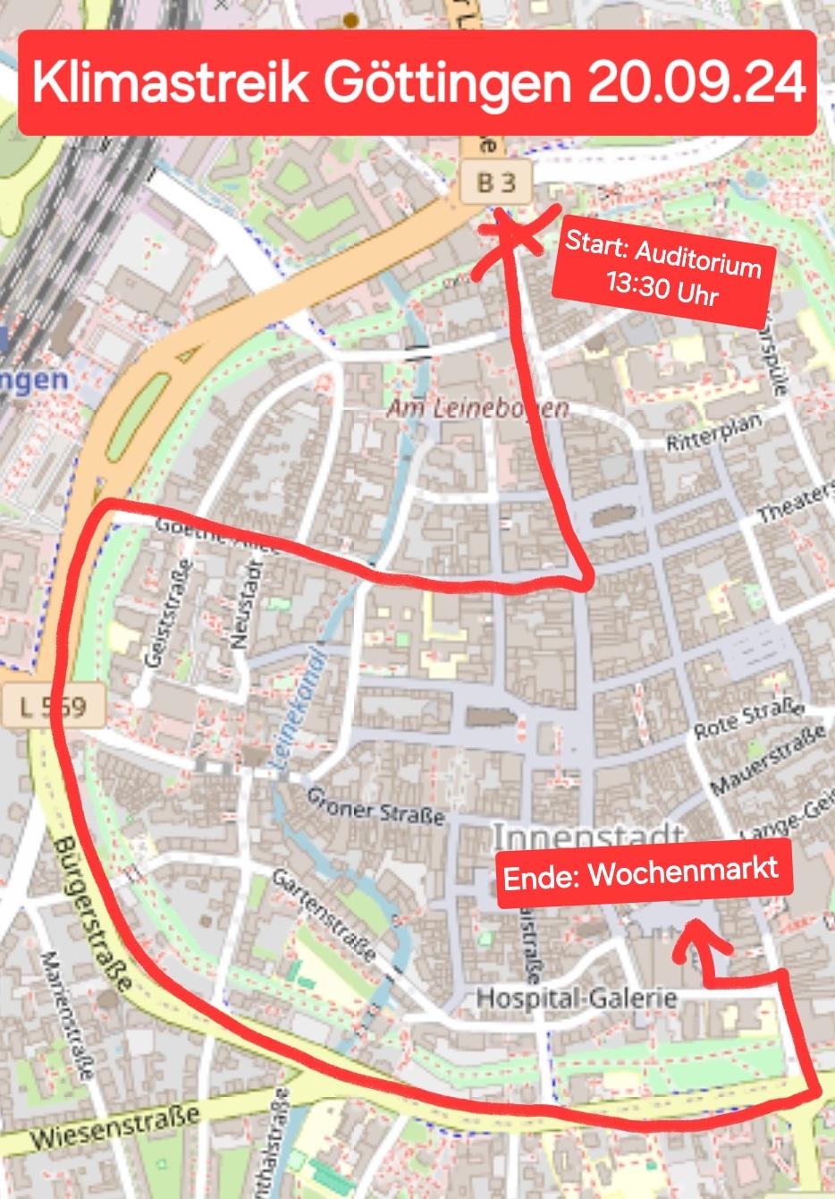 Klimastreik Route