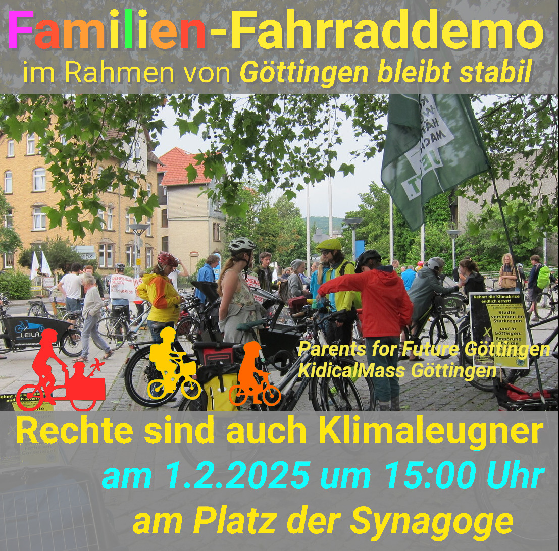 Familien-Fahrraddemo im Rahmen von Göttingen bleibt stabil