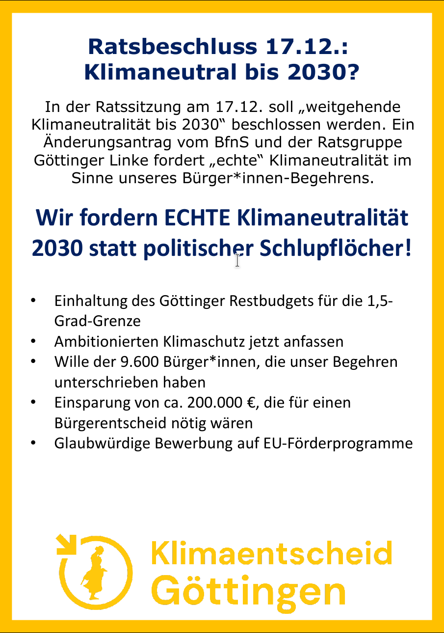 Ratsbeschluss 17.12. Klimaneutral bis 2030